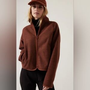 Athleta NWT Stroll Fleece Full-zip Mahogany size XS